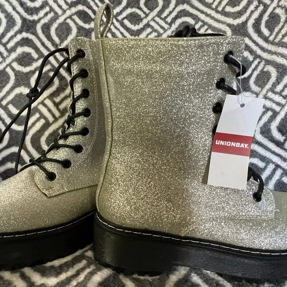 Union bay sliver glitter combat boots - Picture 2 of 4